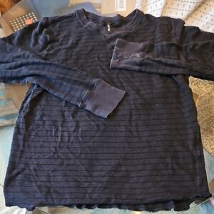 Joe's Jeans Men's Dark Blue Striped Long Sleeve Linen Shirt in Medium